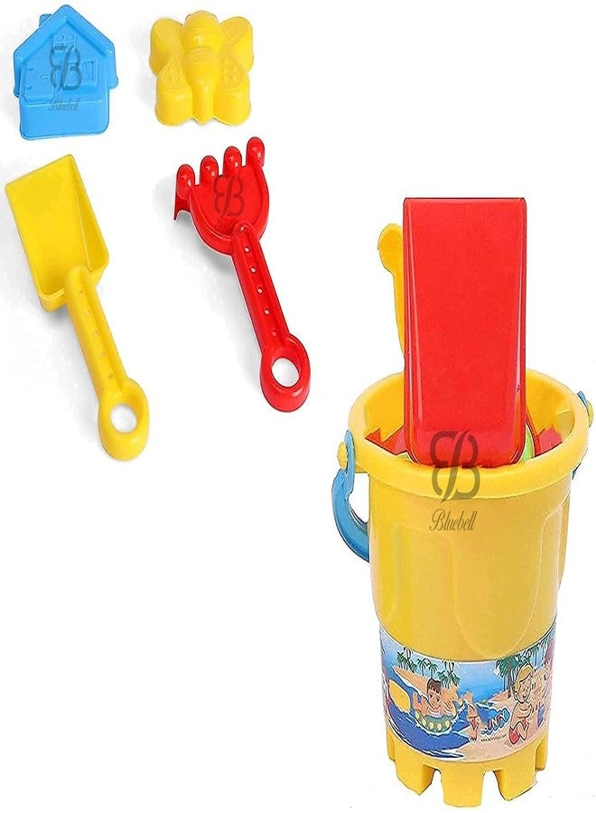 Bluebell Beach Toys for Kids, Role Play Learning Beach and Sand Toys with Beach Plastic Bucket, Shovels, Hand Fork, Butterfly and House Indoor and Outdoor Creativity Toys for Girls and Boys (5 pcs) - Image 1